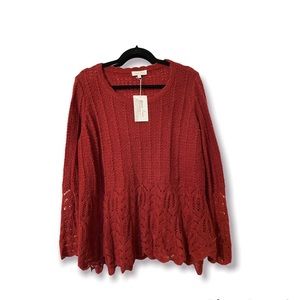 BNWT Pointelle Sweater in Burgundy
